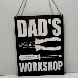 Dad's Workshop Hanging Sign - Black and White